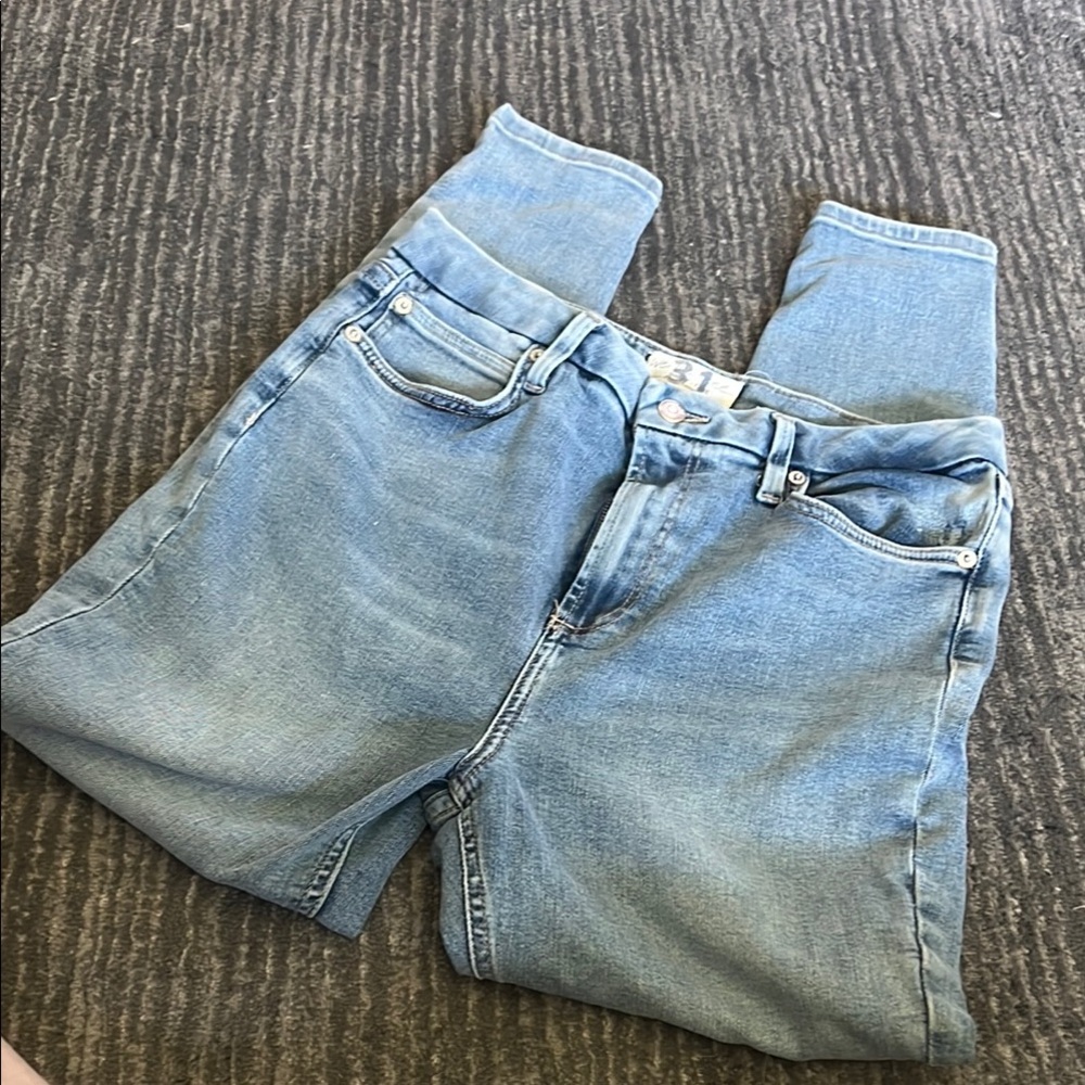 We The Free Blue Skinny Jeans with Vintage Fade